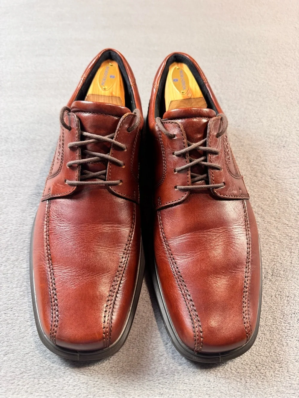 ECCO Helsinki Men's Brown Leather Bike Toe Derby Shoe
